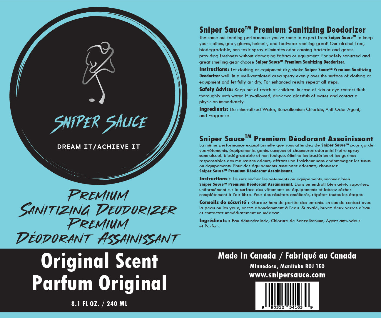 Sniper Sauce Premium Sanitizing Deodorizer Spray
