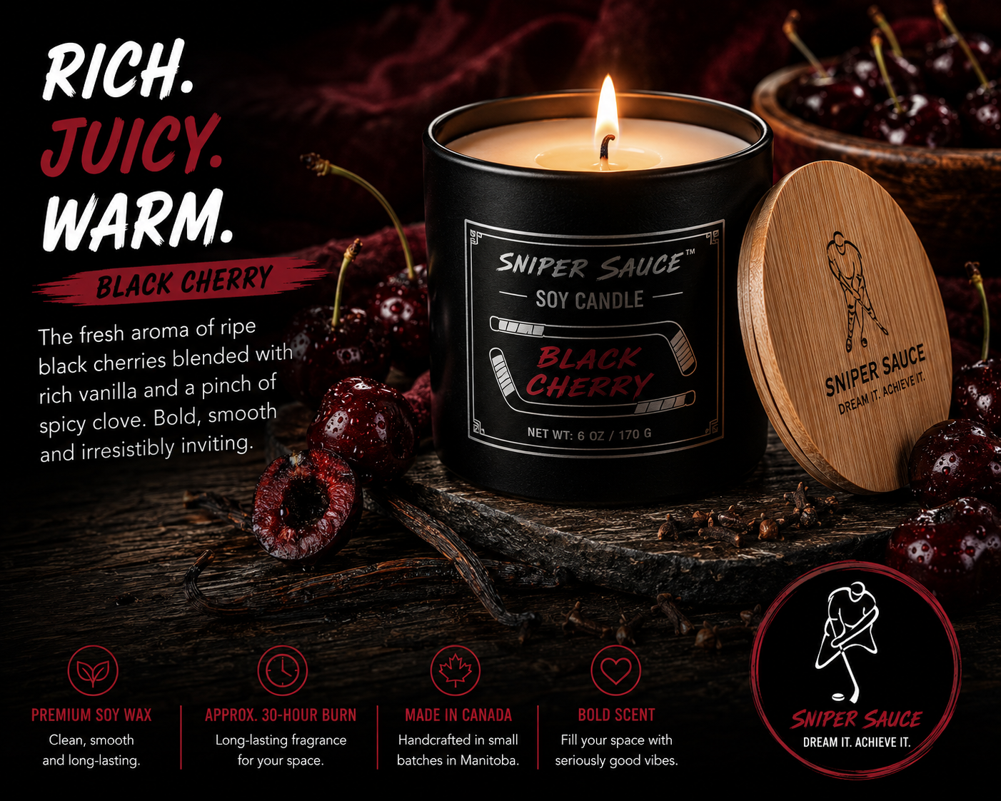 Black Cherry Premium Soy Candle | Sniper Sauce