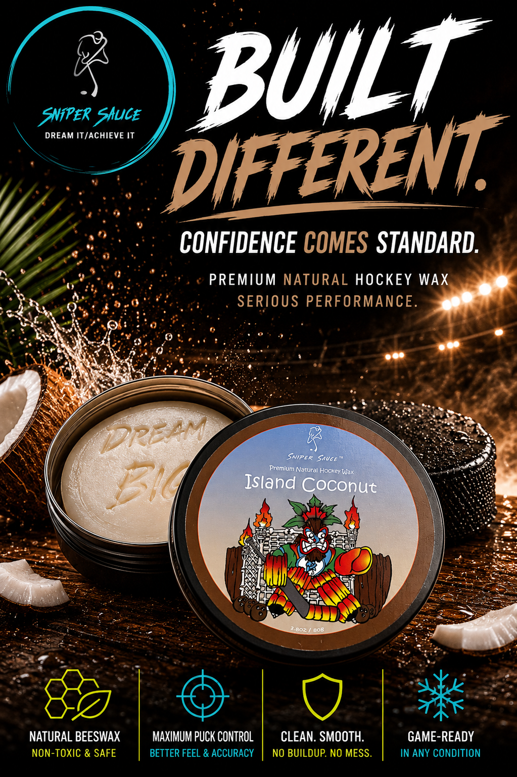 Island Coconut Natural Beeswax Hockey Stick Wax