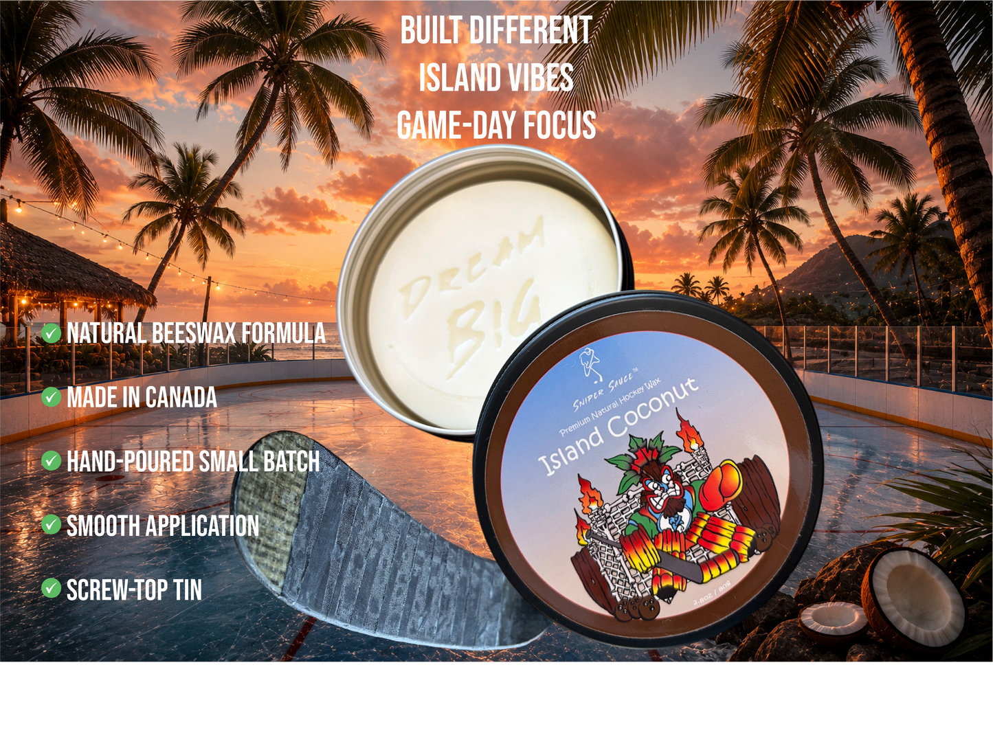 Island Coconut Natural Beeswax Hockey Stick Wax