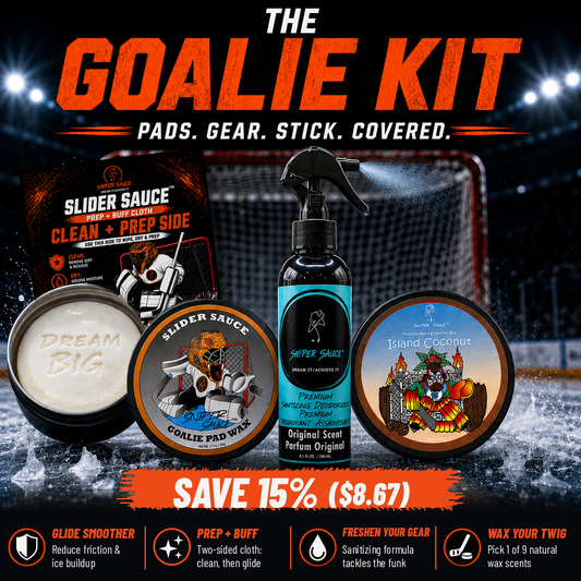 The Goalie Kit — Pad Wax, Prep + Buff Cloth, Gear Deodorizer + Stick Wax